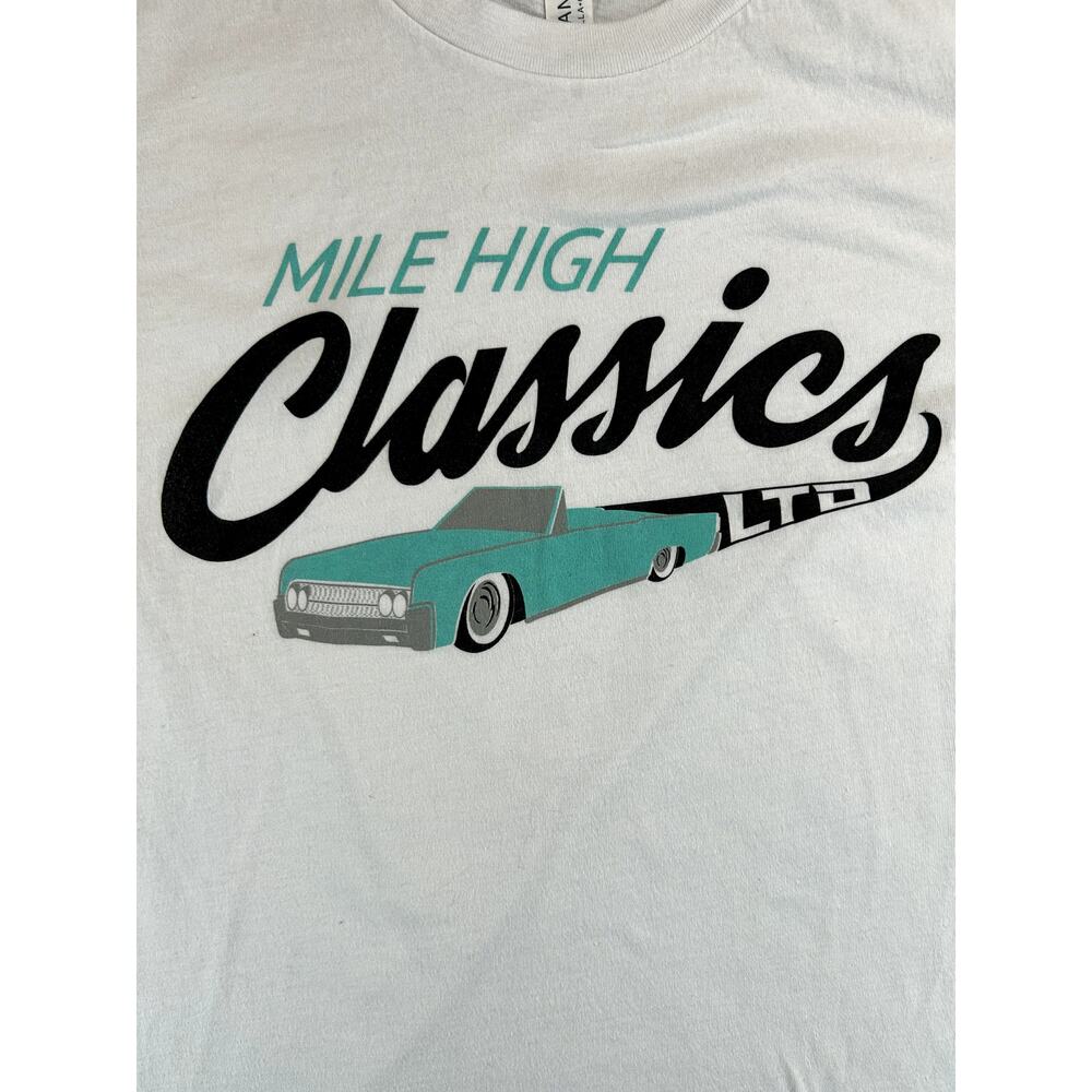 Mile High Classics LTD Graphic T-Shirt White Bella Canvas Small Car Tee - Picture 2 of 5